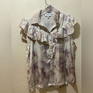 KOCH ruffle  Blouse Made in USA Size M